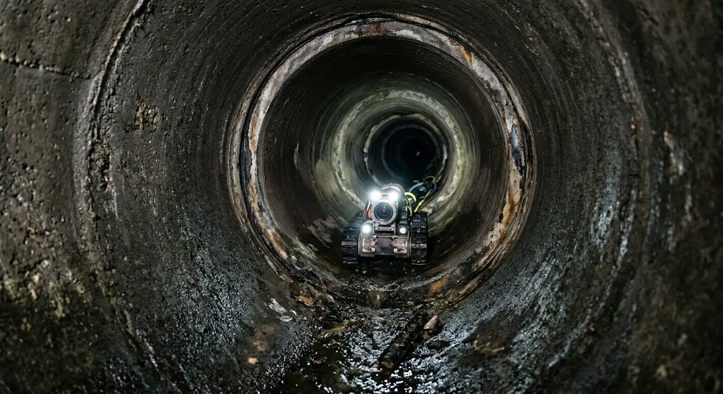 Robotic sewer camera inspecting pipe interior for Drain Snake Service in Mercedes
