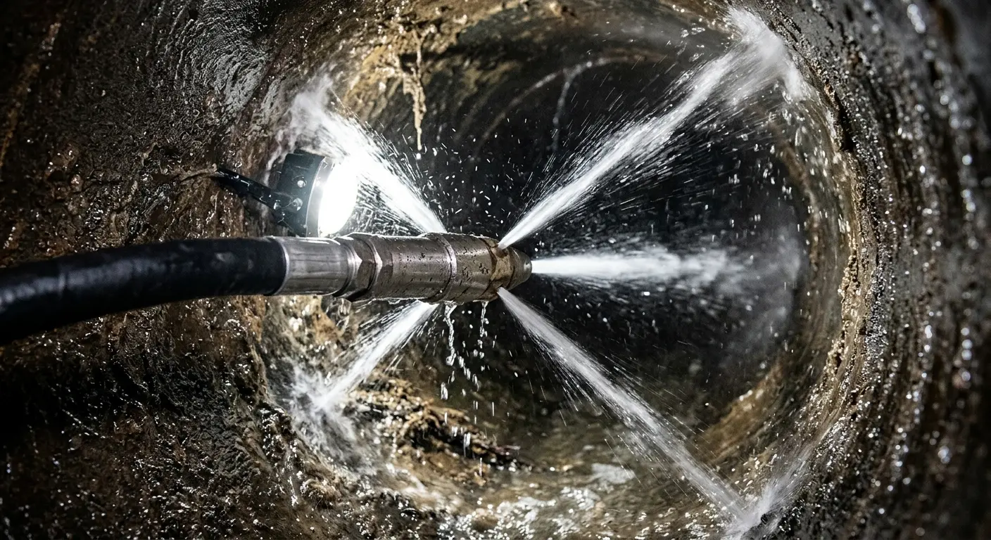 High-pressure hydro jetting nozzle cleaning sewer pipe for Sewer Cleanout in Mercedes
